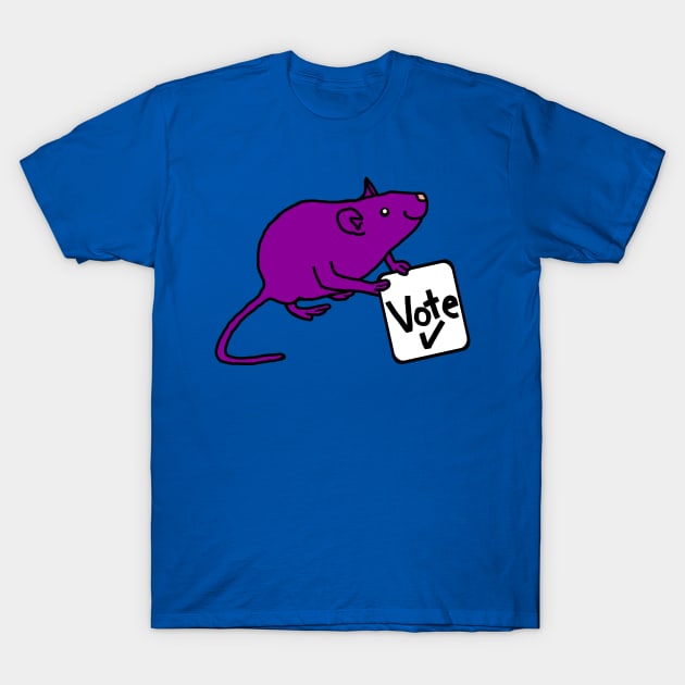 Purple Rat says Vote T-Shirt by ellenhenryart